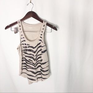 Express Sparkly animal Striped Beige Tank top XS